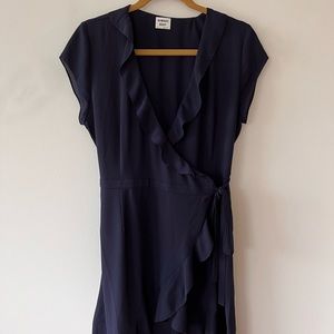 Sunday Best Navy Wrap Ruffled Dress